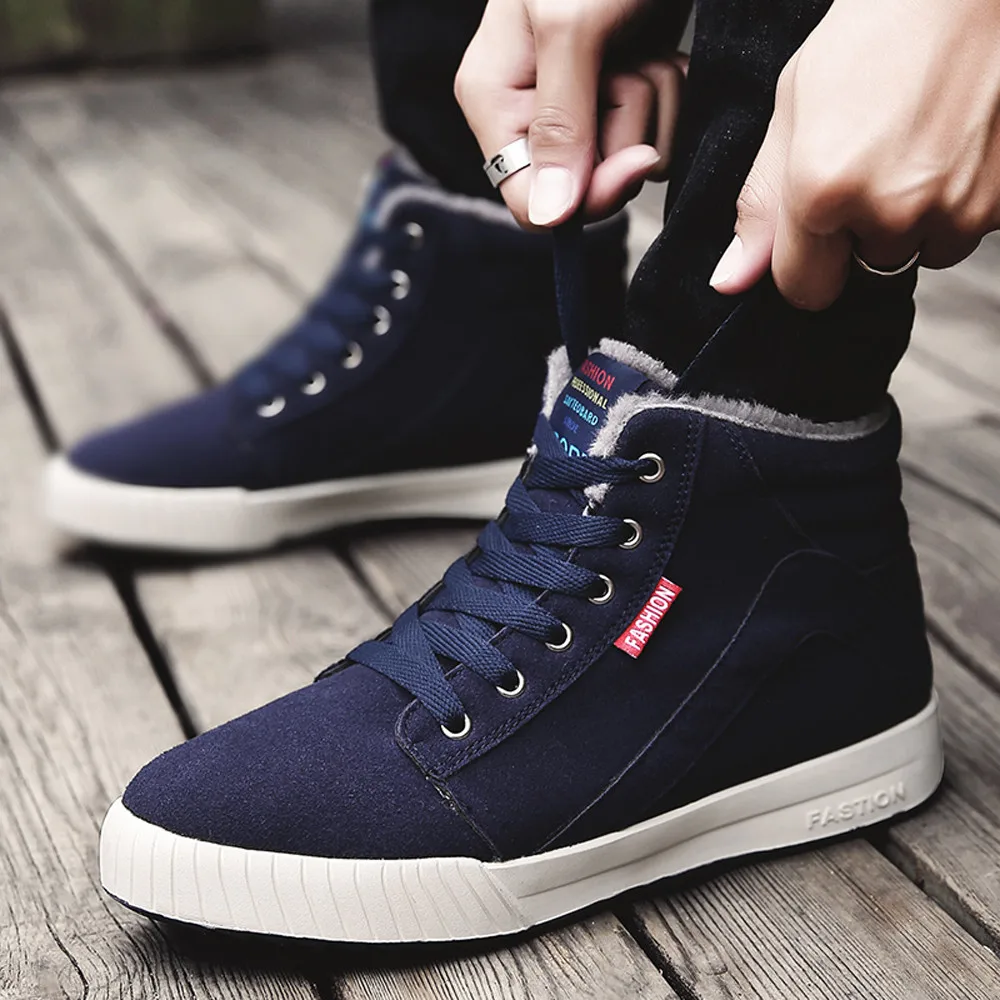 

Ankle Boots Warm Men Snow Boots Winter Lace-up Men Shoes Nice Pop Vogue Fashion Flock Plush Winter Boots Men Size 38-57 7.10