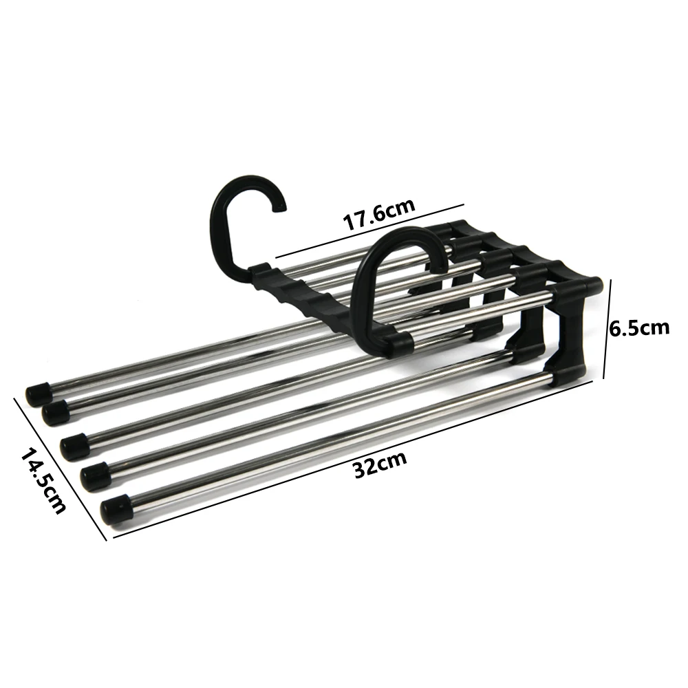Многофункциональная 5 в 1 вешалка для хранения брюк Регулируемая из нержавеющей