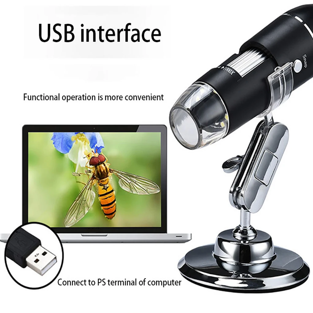 

Adjustable 1600X /1000X/500X 8 LED Digital Microscope Type-C/Micro USB Magnifier Electronic Stereo USB Endoscope for Mobile PC