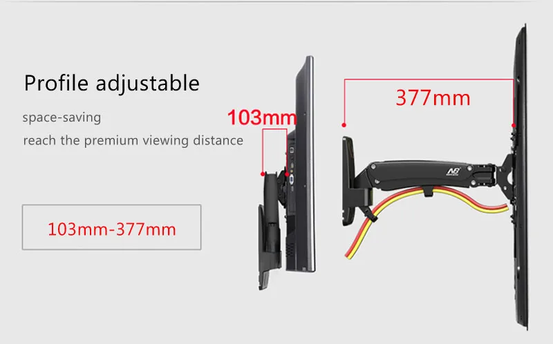 NB F350 30-5" алюминиевый настенный поворотный газовый пружинный кронштейн 8-16 кг тв крепление VESA стенд ЖК-монитор стойка выдвижной поворотный кронштейн