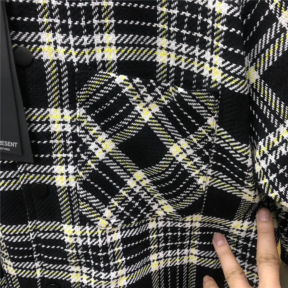 

Represent Jackets 20FW Men Women Represent Slightly Oversized Hooded Jacket 1:1 High Quality Plaid Wool Cotton Jersey Coats