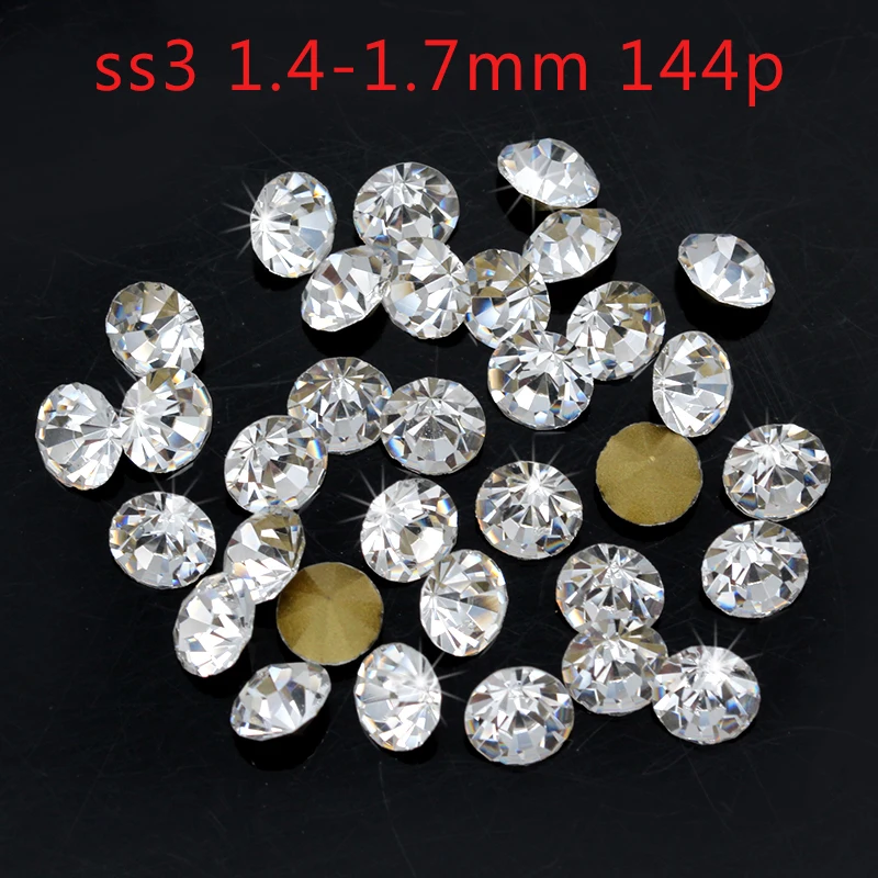 Горячая распродажа! ss1-ss45 круглые заостренные граненные кристально чистые Стразы под бриллиант украшения для ногтей ювелирные изделия - Цвет: ss3 1.4mm 1.7MM 144p