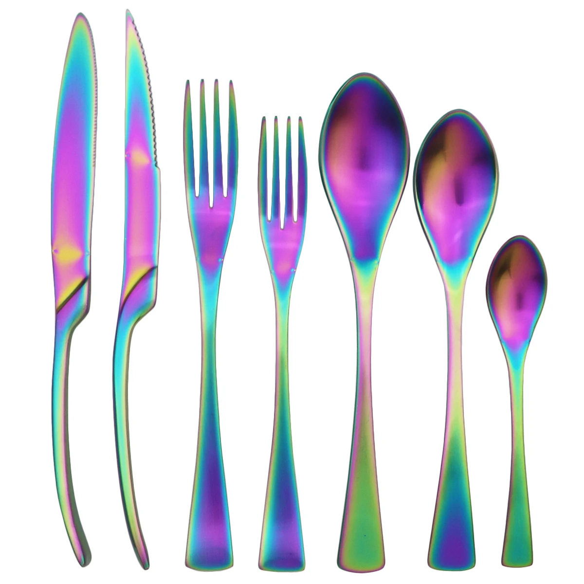 Набор столовых приборов из нержавеющей стали радужной расцветки столовые
