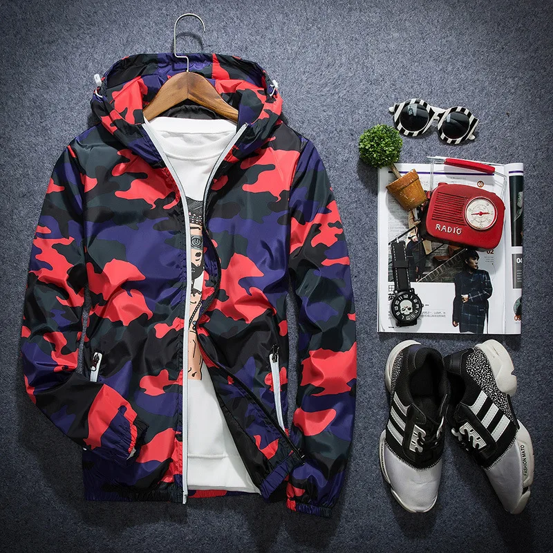 Zogaa 2019 Men's Reflective Jacket Camouflage Hooded Coats Spring Autumn Baseball Uniform Jackets plus Size M-5XL Men | Мужская
