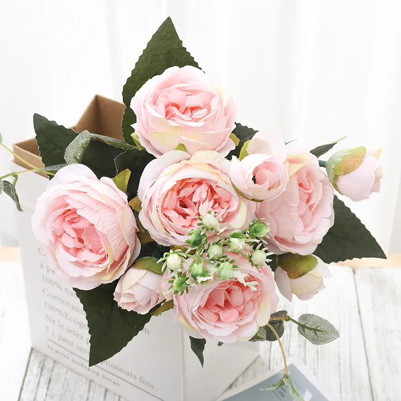 1 шт./30 см Розовый Шелковый букет пион искусственный цветок 5 дюймов большая