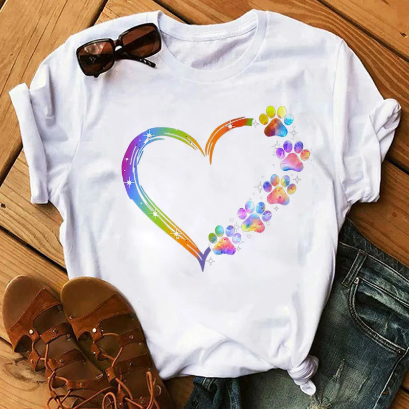 

True Love Heart Printed Tee Tops Harajuku Ullzang Tee Shirts Cute T-shirt Female Ladies Funny T-shirts New Fashion Women T Shirt