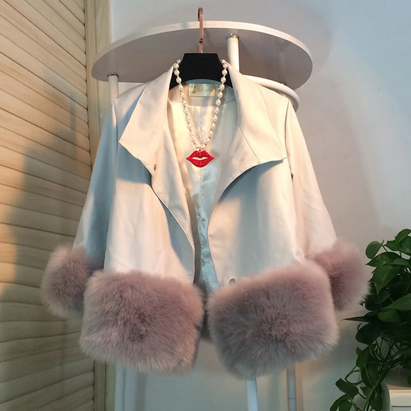 Fitaylor Новая зимняя женская кожаная куртка из искусственного меха с отложным