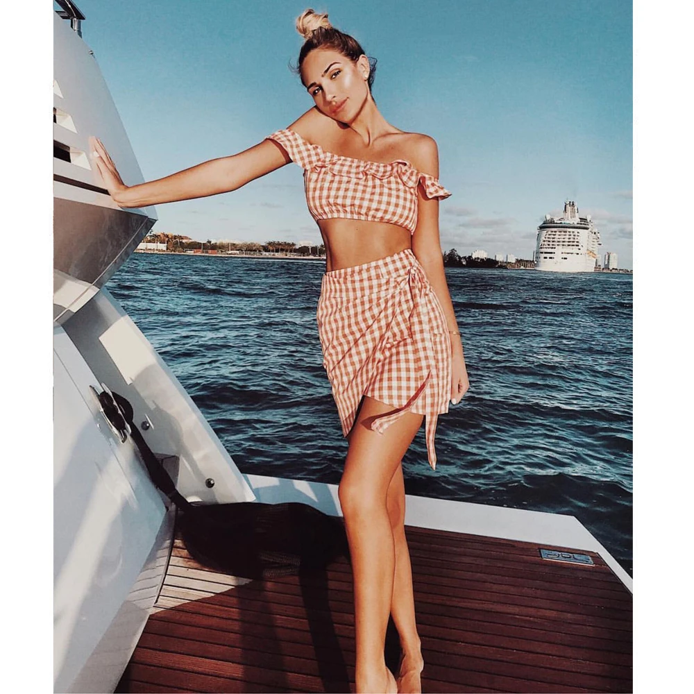 Женская одежда юбка пляжные вечерние наряды комплект из 2 предметов черный