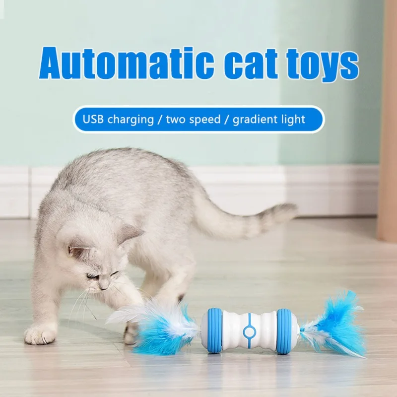 

Automatic Feather Cat Toys for Indoor Cat Two Speed Self-Rotating Interactive Cat Toy Rechargeable Electric Cat Toy