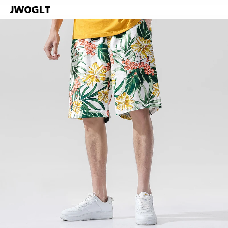 Мужские пляжные шорты-бермуды летние свободные шорты с принтом тропического