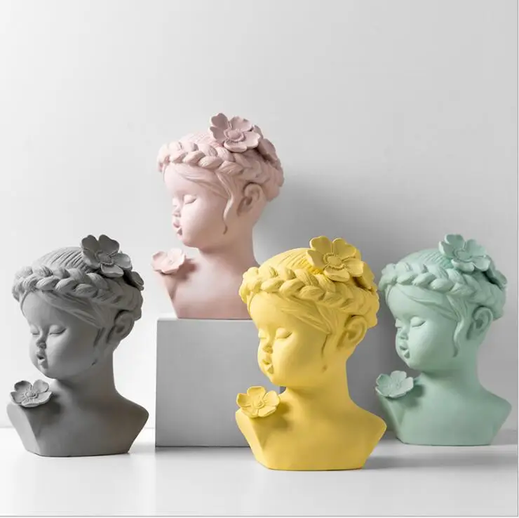 Современные косы персонаж девушки керамическая статуя украшения для дома