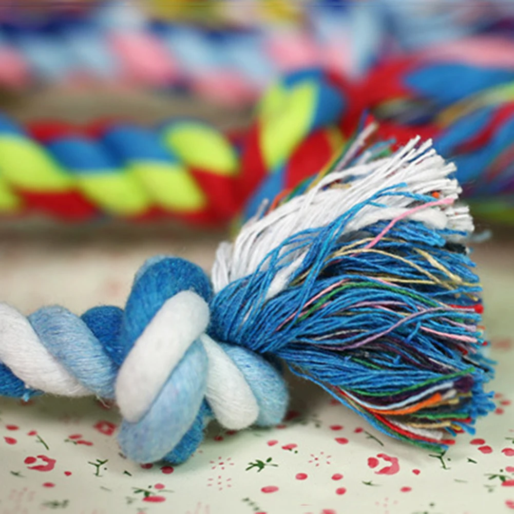 Собака Щенок хлопковая плетеная двойная Веревка Жевательная забавная игрушка