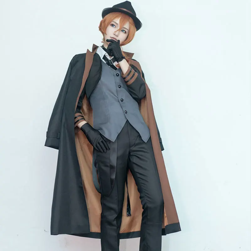 

Men Detective Uniforms Noble Palace Party Outfits Nakahara Chuya Japanese Anime Stray Dogs Cosplay Costume British Style Jackets