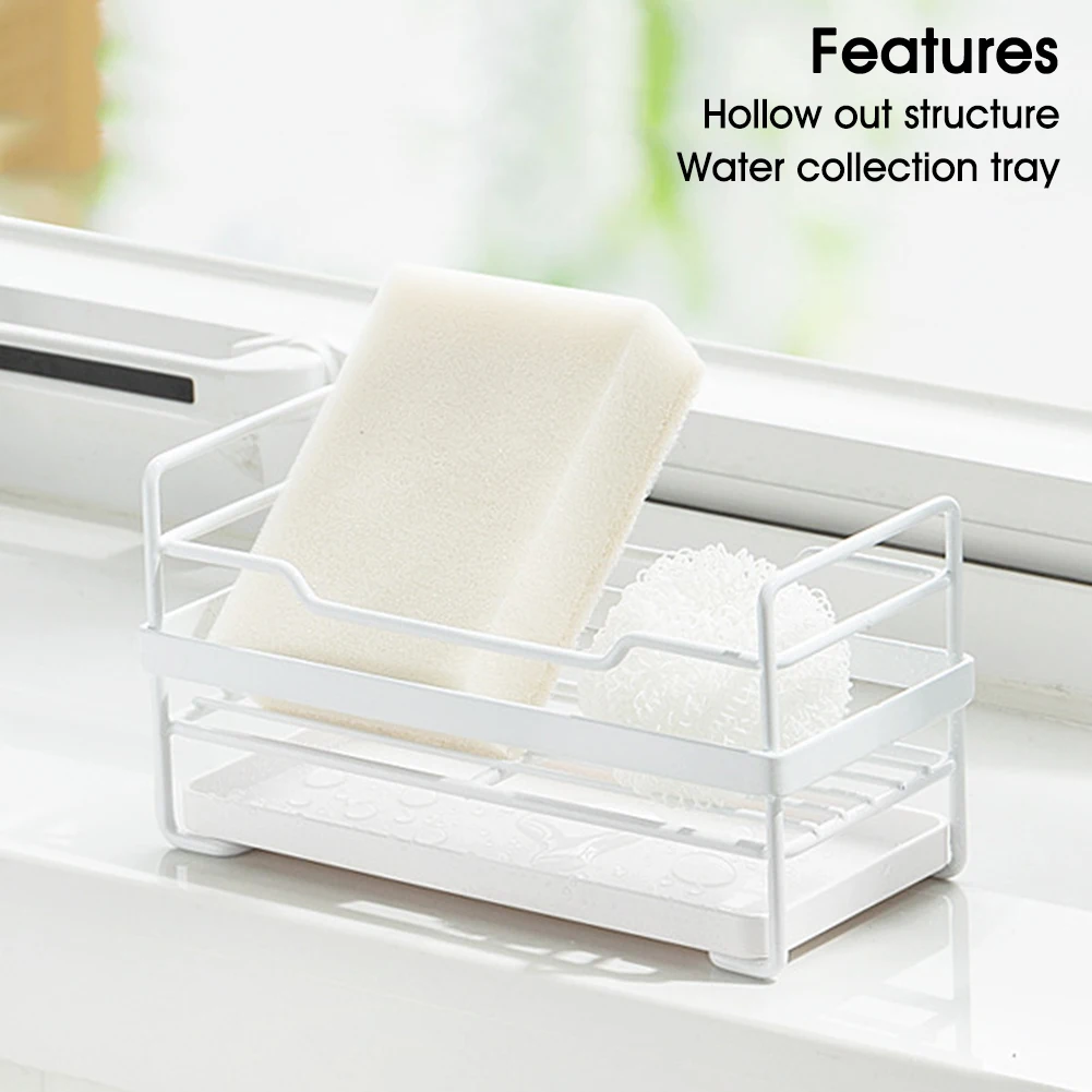 

Kitchen Sponges Holder Self Adhesive Sink Sponges Drain Drying Rack Storage Holder Kitchen Sink Accessories with Drain Tray