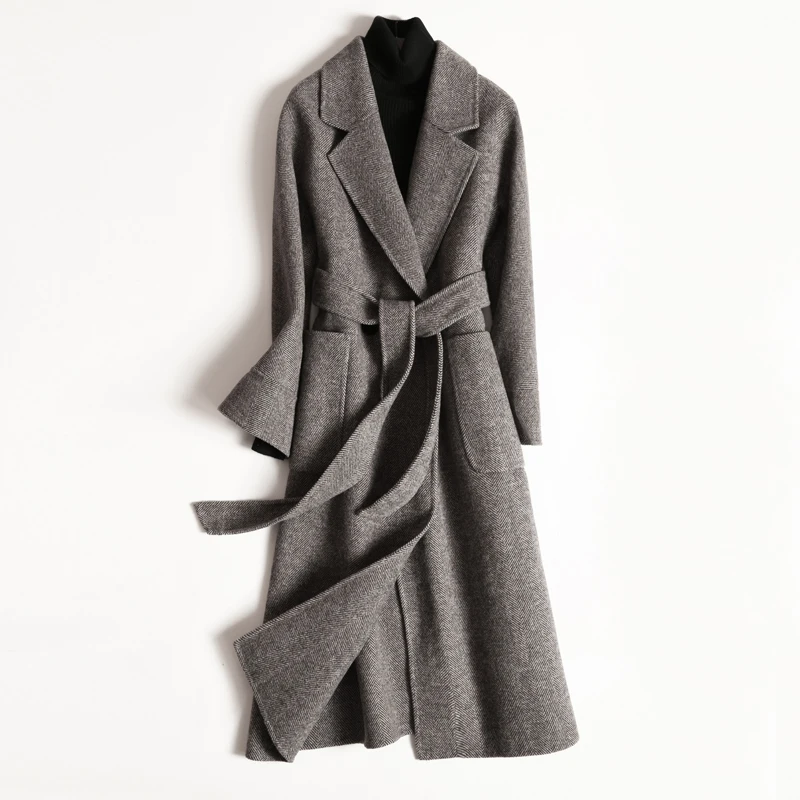 

Autumn Winter Jacket Women Double-side Woolen Coat Female Korean Wool Coats Vintage Long Jacket Manteau JLK17KD17603 MY1947