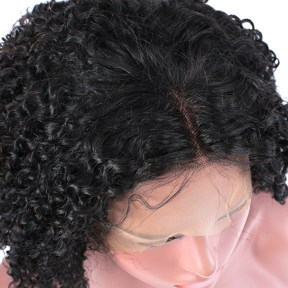 Deep Wave 13x4 Lace Front Wig Short Bob Jerry Curly Frontal Human Hair Wigs Brazilian  Remy Pre Plucked 4x4 Closure180% Density