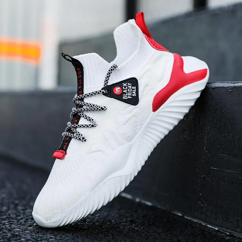 Летние легкие мужские белые кроссовки носки беговые Мужская Спортивная обувь