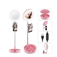 spash ring led light with intensity control 6 inch ring light with makeup mirror mobile phone holder