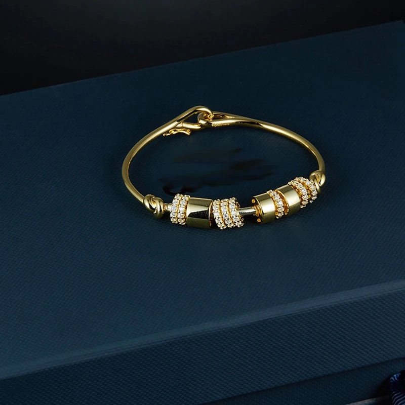 

Multicolor Zircon Stone Moving Round Cuff Bangle Gold Plated Colorful Multi Circle Lucky Charm Bracelet for Women Party Jewelry