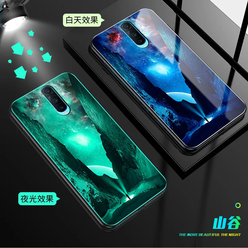 9 YueTuo светящийся чехол из закаленного стекла для oppo realme x lite 3 pro 3pro find x f11 k1 k3 3d роскошный чехол для телефона - Цвет: 9
