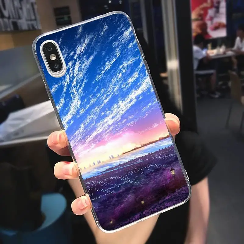 

Japan Anime Scenery pattern Phone Case Transparent soft For iphone 5 5s 5c se 6 6s 7 8 11 12 plus mini x xs xr pro max