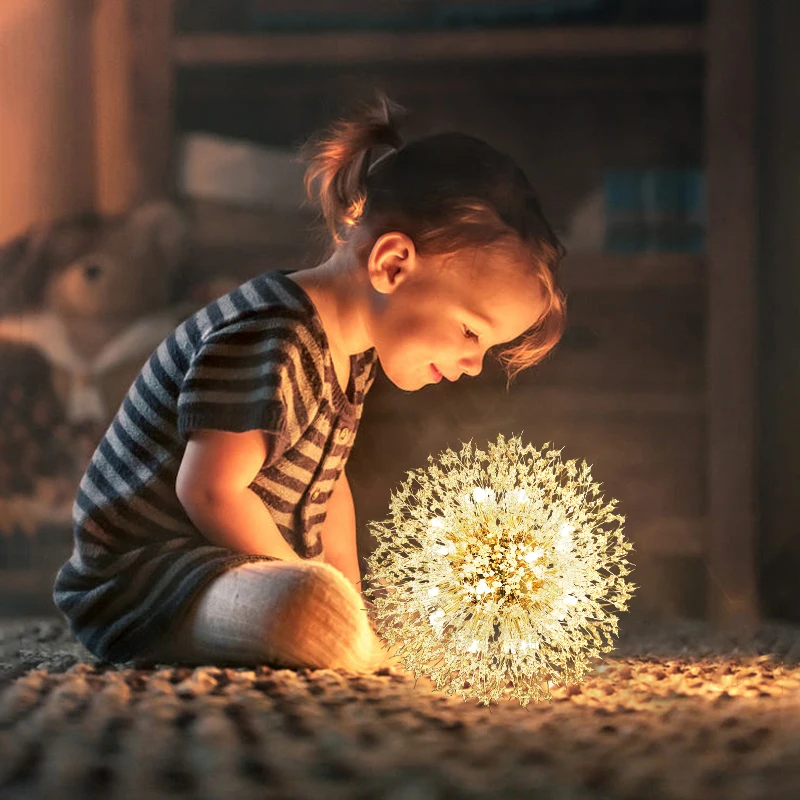 

Modern LED Chandelier Lighting Romantic Crystal Dandelion Living Room Dining Room Bedroom Chandelier Golden Silver Hanging Light