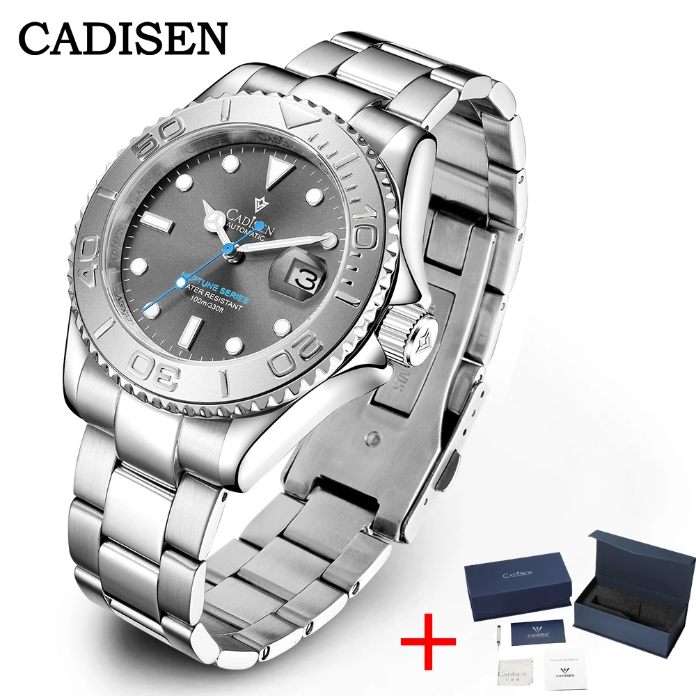 

CADISEN Brand All Automatic Mechanical Luxury Men watches 100M Waterproof Sapphire Stainless Steel Watch Ceramic Bezel Watch men