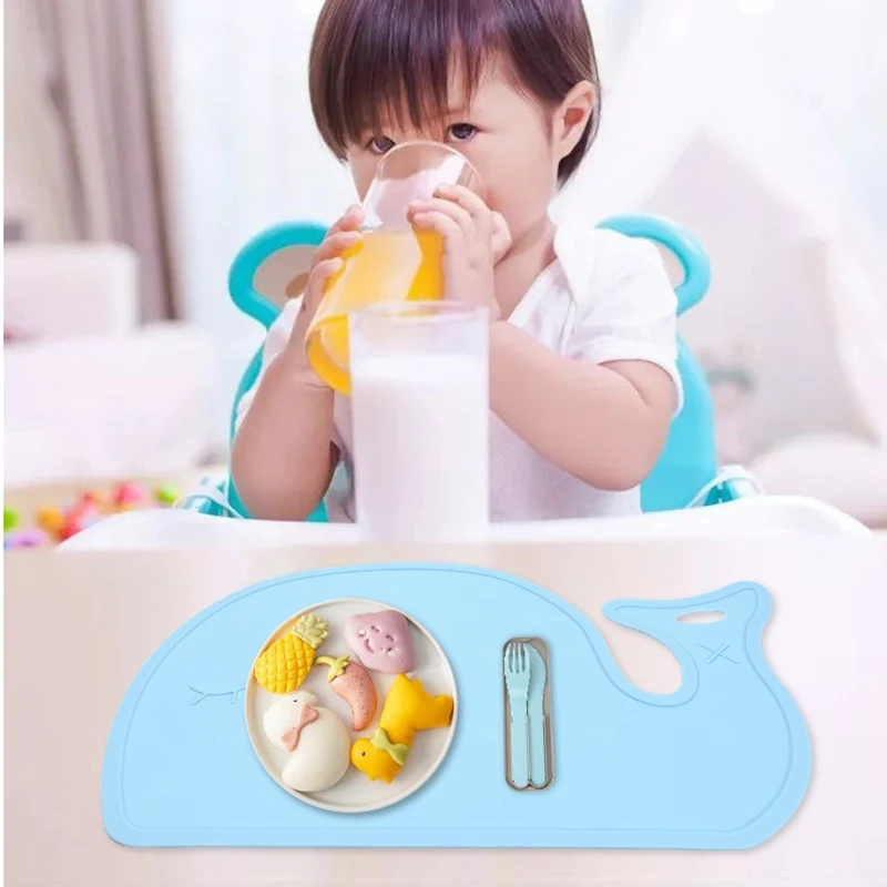 Нескользящий детский коврик милый в форме Кита силиконовые подставки BPA
