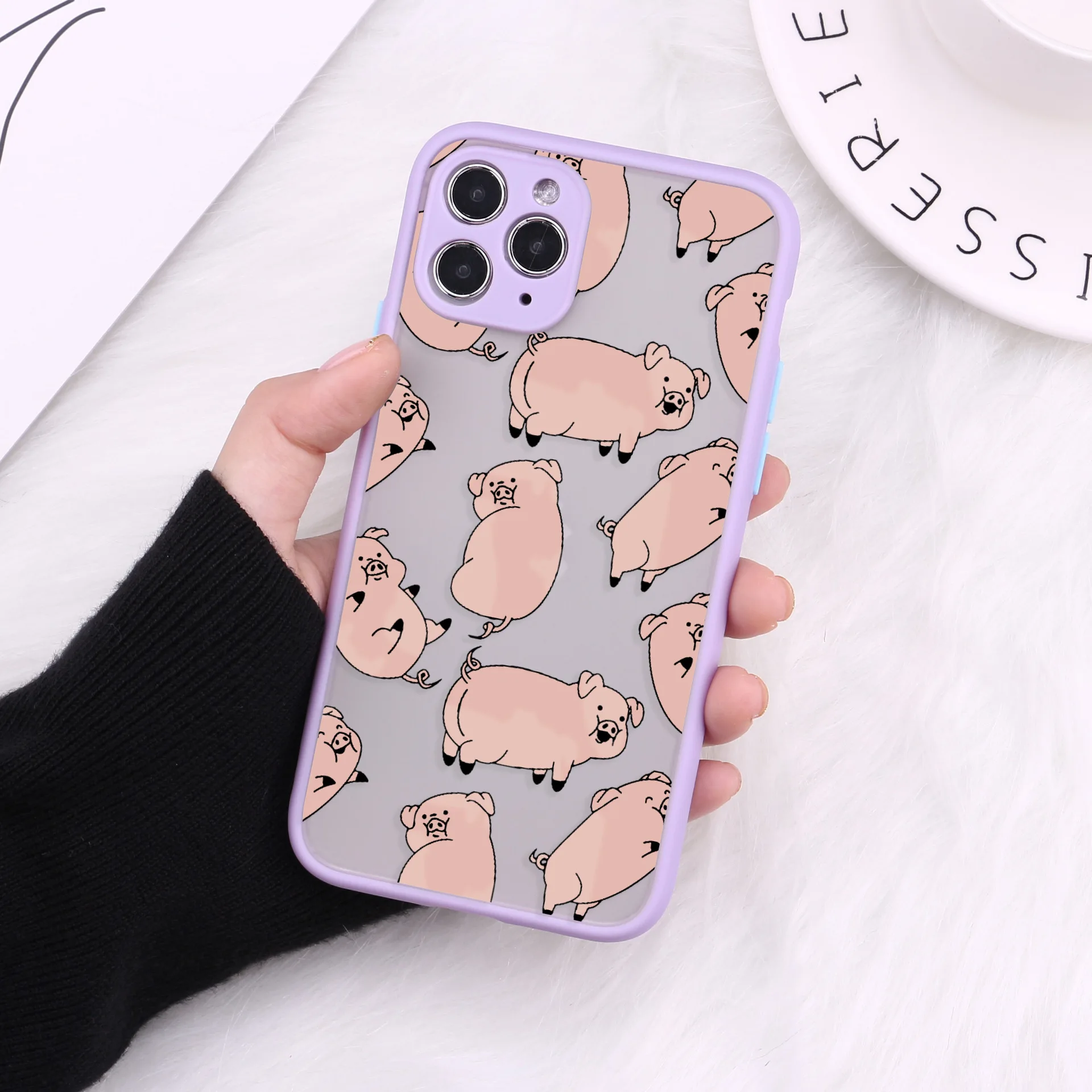 

Cute Cartoon Pig Piggy Phone Case for iPhone 12 Mini 11 Pro X XS Max XR 8 7 6 6s Plus Hard Matte Back Cover Fundas