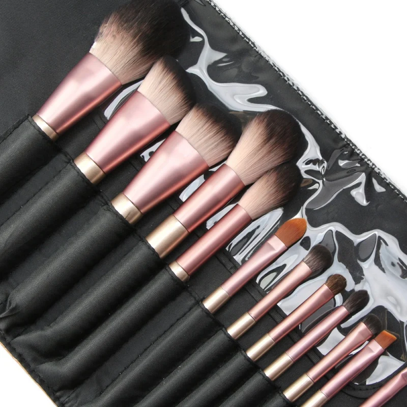 

12 pcs/set Champagne Makeup Brushes Set Foundation Powder Eyeshadow Concealer Lip Brush Cosmetics Make Up Brush With Brush Bag
