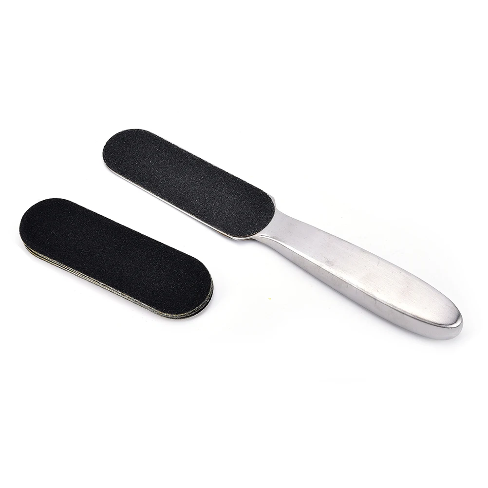 Двухсторонняя пилочка для педикюра из нержавеющей стали + 10 шт. жесткая бумага