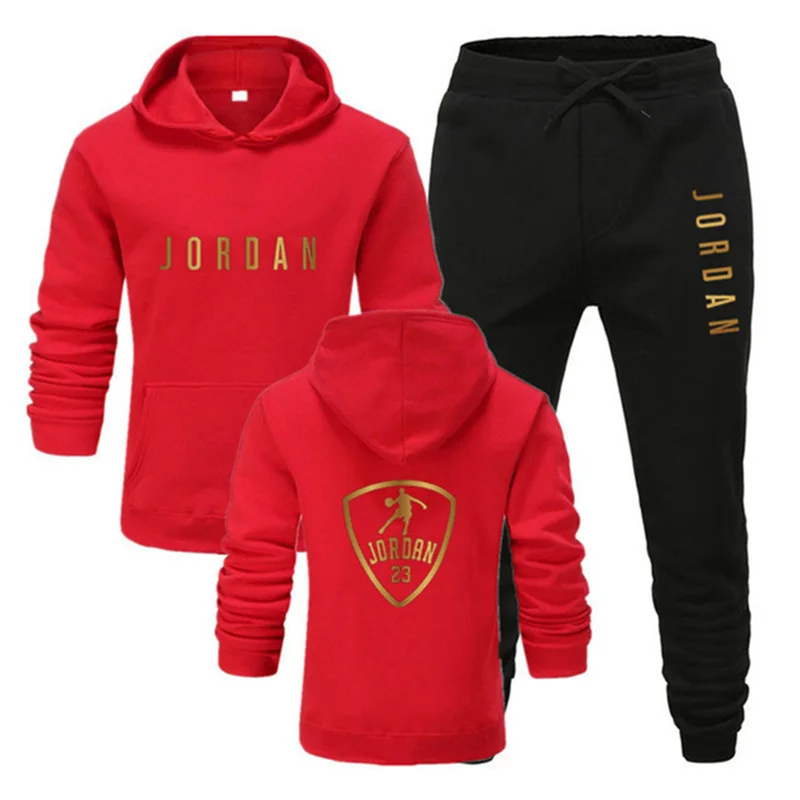 

Spring And Summer Men's New Sports Leisure Jordan 23 Printed Hoodie Fleece + Jogging Pants Suit