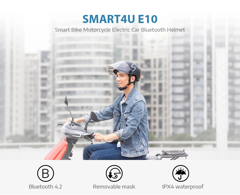 Smart4u E10 умный велосипедный мотоциклетный шлем Bluetooth электрический автомобиль автоматический велосипедный шлем оборудование для велоспорта защитная маска