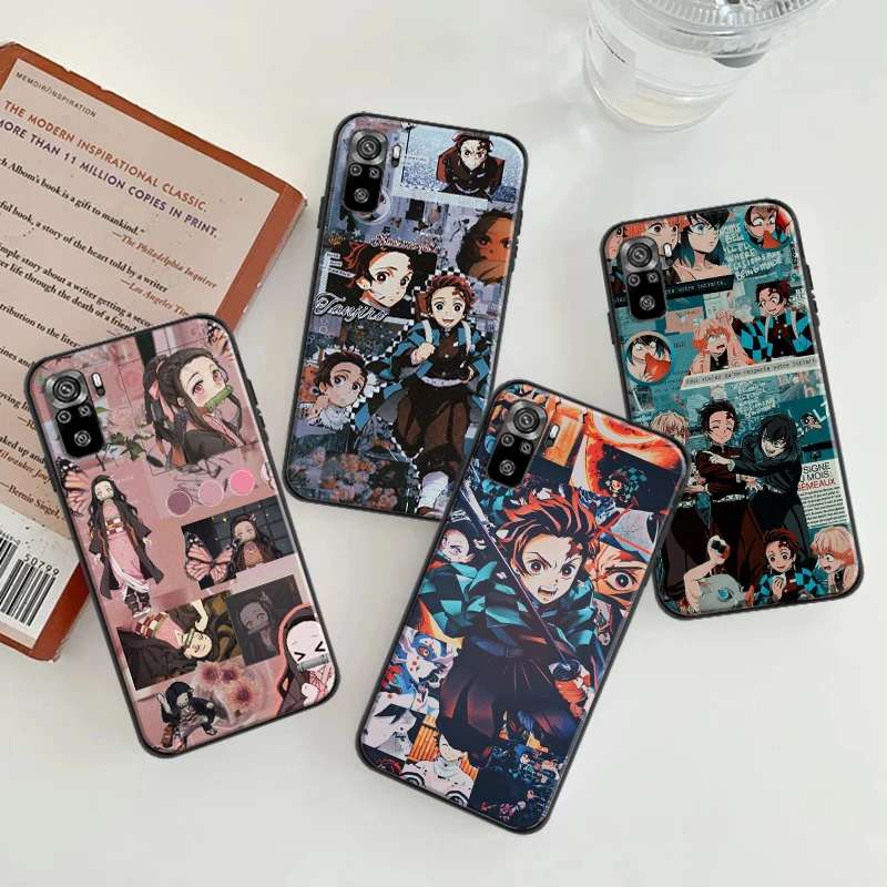 

Anime Demon Slayer Silicone Phone Case For Xiaomi Redmi 9 9i 9AT 9T 9A 9C 10X 4G 5G Note 10T 5G Shell Black Cover Coque Capa