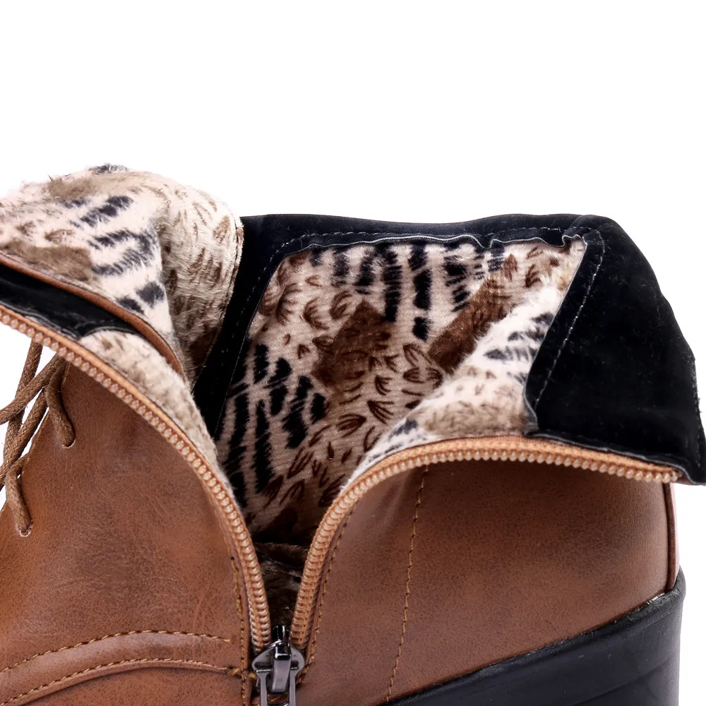 Boots Women 2023 Autumn Winter Shoes Female High Heel Booties Lace-up Platform Zip Ladies Zapatos De Mujer Black Beige Brown