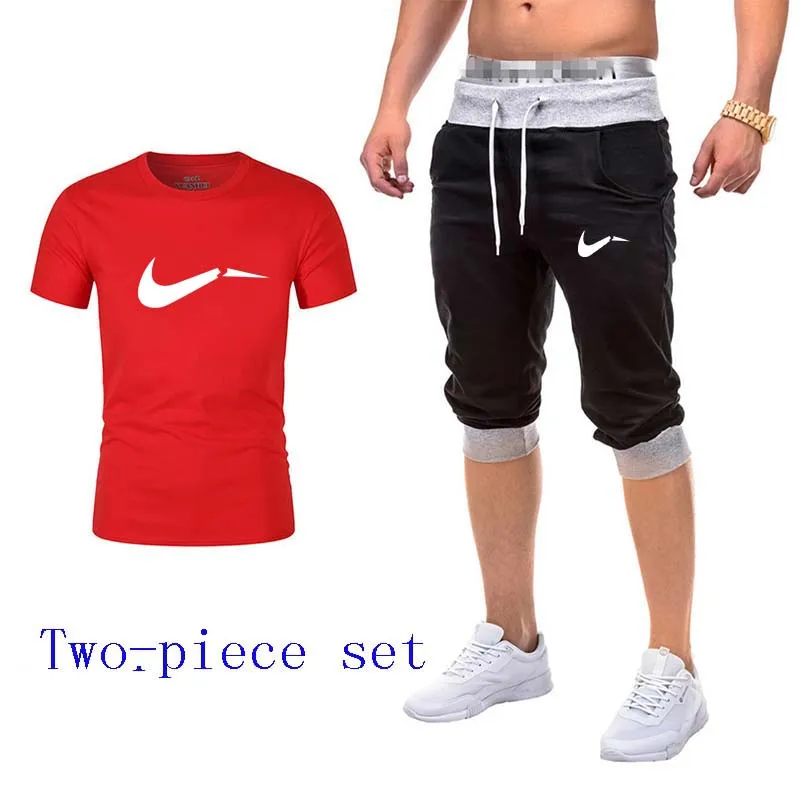 Спортивный костюм для бега фитнеса мужской с короткими рукавами облегающая