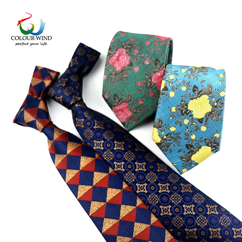 

Галстук мужской в клетку, 7,5 см, с цветочным принтом