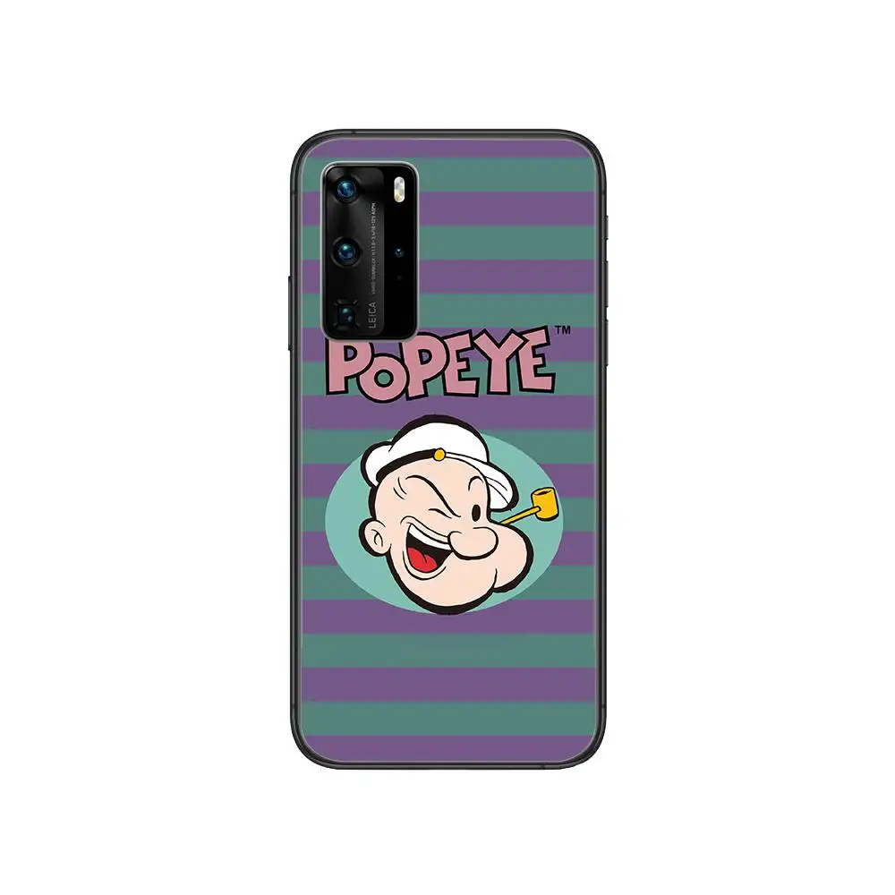 

funny popeye spinach case Clear Phone Case For Huawei Honor 20 10 9 8A 7 5T X Pro Lite 5G Black Etui Coque Hoesjes Comic Fash
