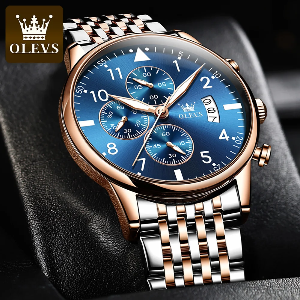 

OLEVS Pilot Watches Men Luxury Brand Chronograph Male Sport Watches Waterproof Stainless Steel Quartz Men Watch Relojes Hombre