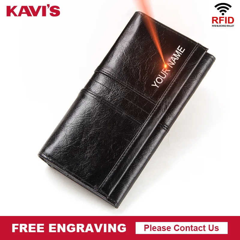 KAVIS RFID Женский кошелек из натуральной кожи для монет на застежке клатч сумка