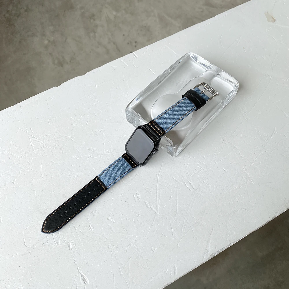 Nylon Leather Strap For Apple Watch Band 40mm 44mm 42mm 38mm Canvas Woven Wrist Bracelet Watchband for iwatch series 6 5 4 3 2 1