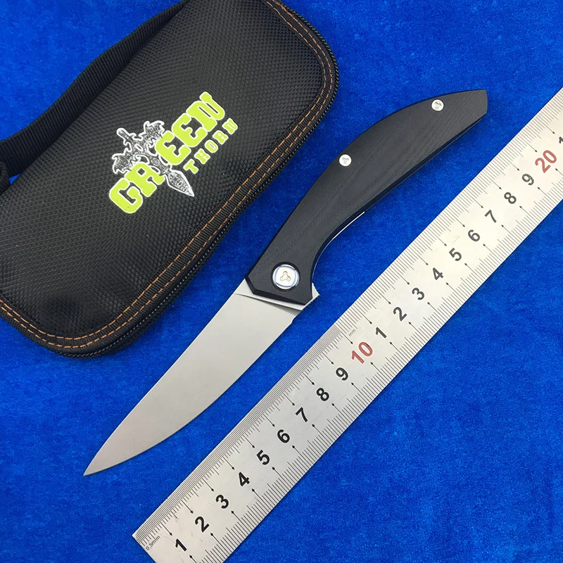 GREEN THORN SIGMA Flipper folding knife D2 blade titanium+ G10 steel handle outdoor camping kitchen fruit knife EDC tool
