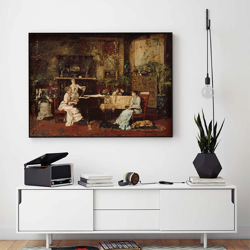 

THE MUSIC ROOM by Mihaly Munkacsy картина маслом на холсте плакат винтажные художественные принты галерея настенные картины гостиная домашний декор