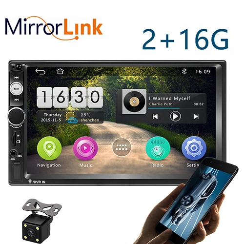 2 with 16 cam 2G ram Android 8,1 авто радио четырехъядерный 7 дюймов 2DIN универсальный автомобильный без dvd-плеера gps стерео аудио головное устройство Поддержка DVR OBD BT - Цвет: 2 with 16 cam