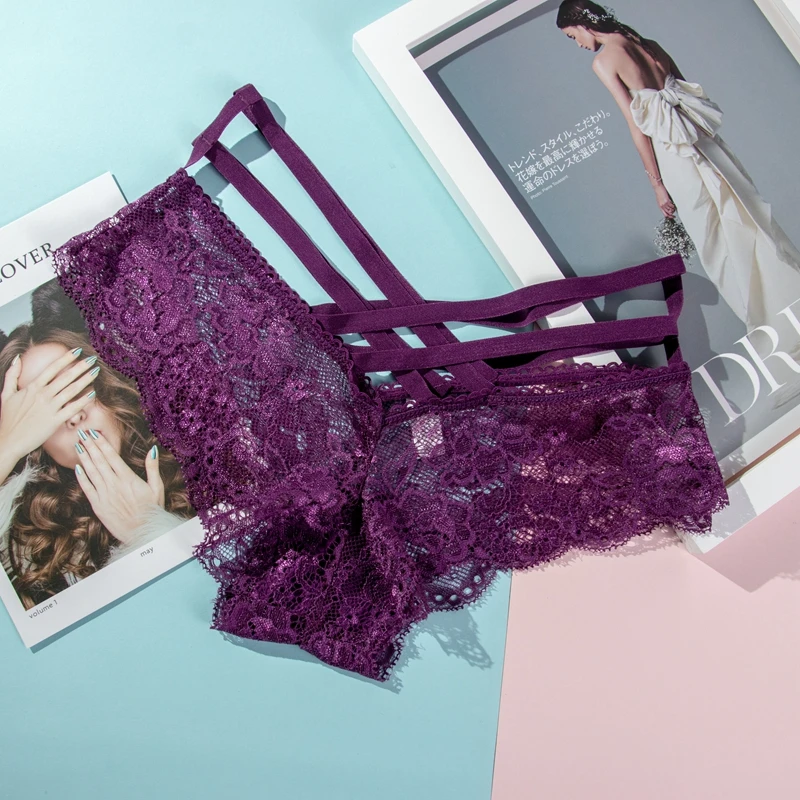 

Трусы-стринги женские с вырезами, кружевные, эластичные, прозрачные, черные