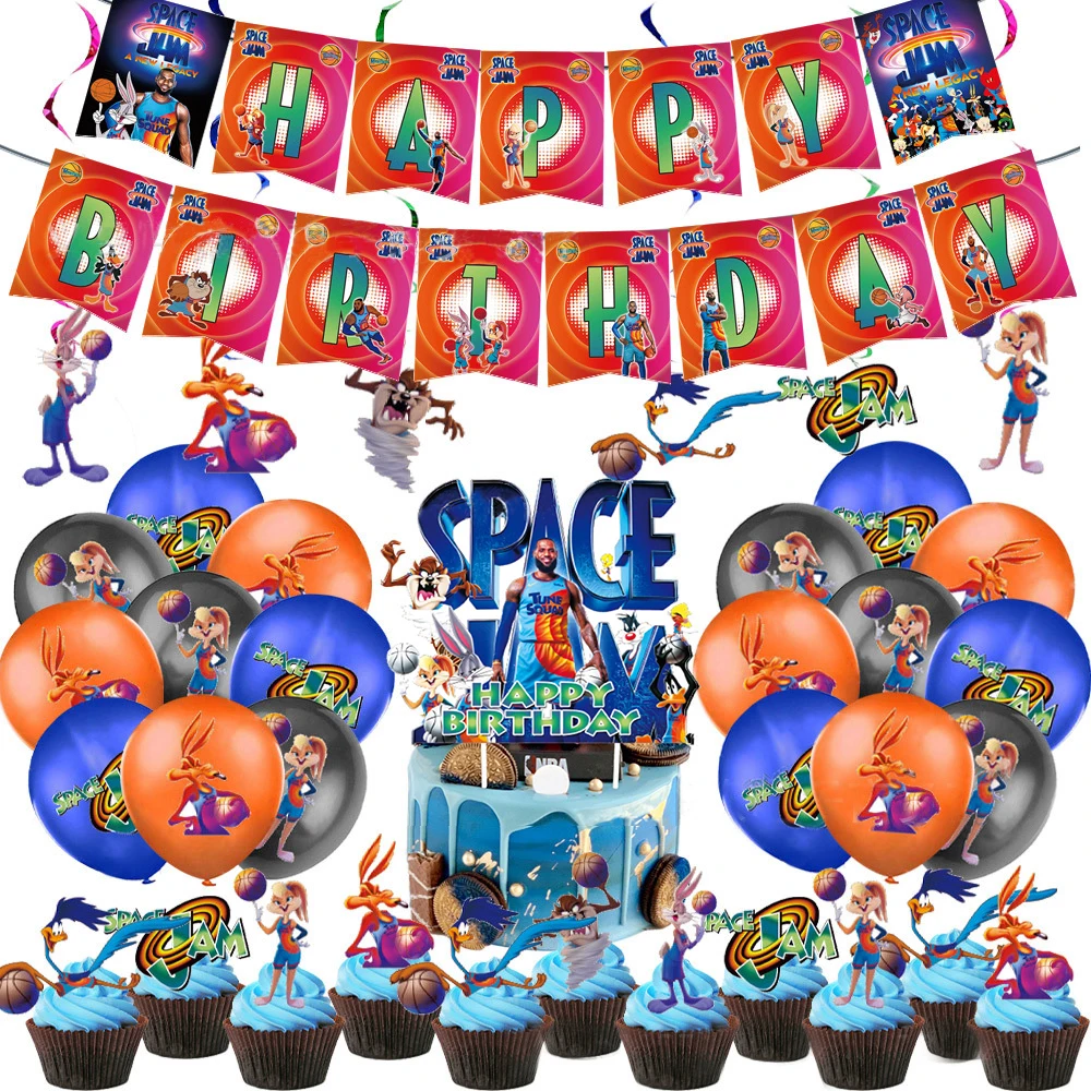 

83 шт./лот украшения для вечевечерние Space Jam шары на день рождения набор одноразовой посуды тарелки для салфеток чашки принадлежности для дет...