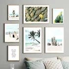 Пляжная Пальма кокосовое дерево ананас кактус настенная Картина на холсте скандинавские плакаты и принты настенные картины для декора гостиной
