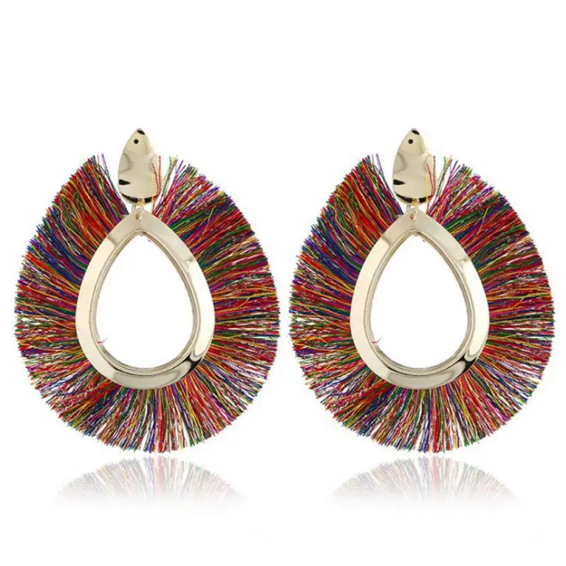 Большие богемные серьги с кисточками женские ручной работы бахромой эффектные