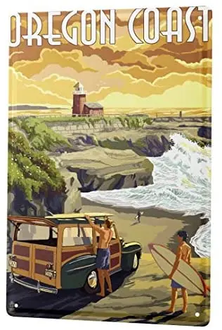

Tin Sign Home Decor Plaques Holiday Travel Agecy Orego Coast