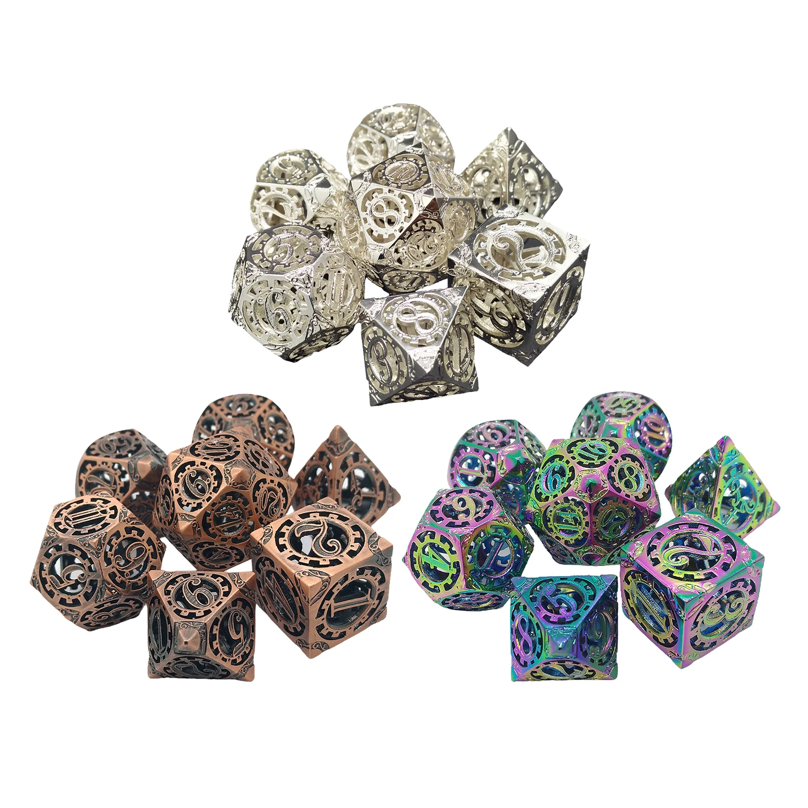 

7 шт. полые металлические D4 D6 D8 D10 D12 D20 кубики для ролевых игр